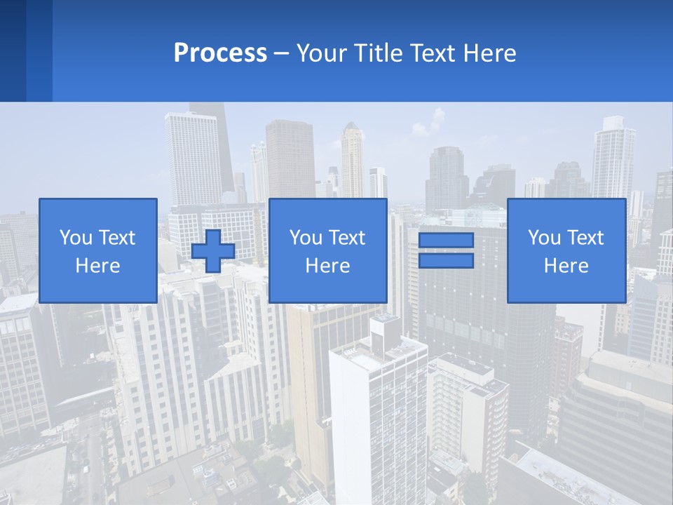 A City Skyline With Skyscrapers And A Blue Sky PowerPoint Template