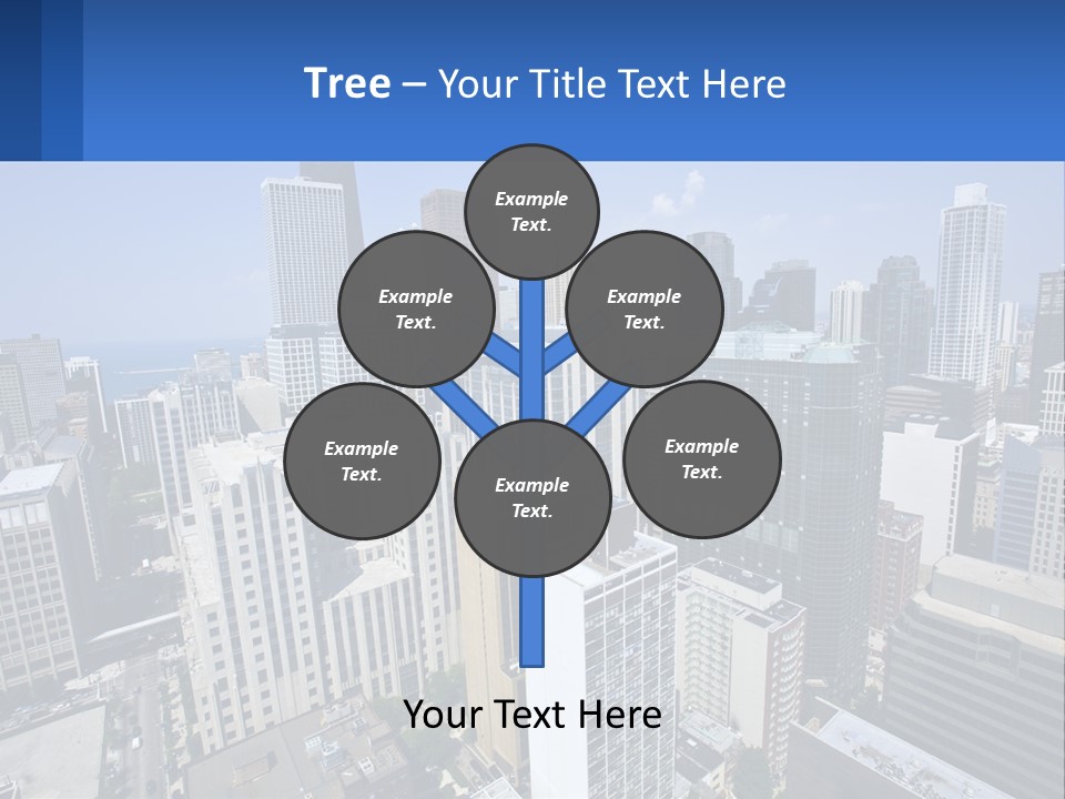 A City Skyline With Skyscrapers And A Blue Sky PowerPoint Template