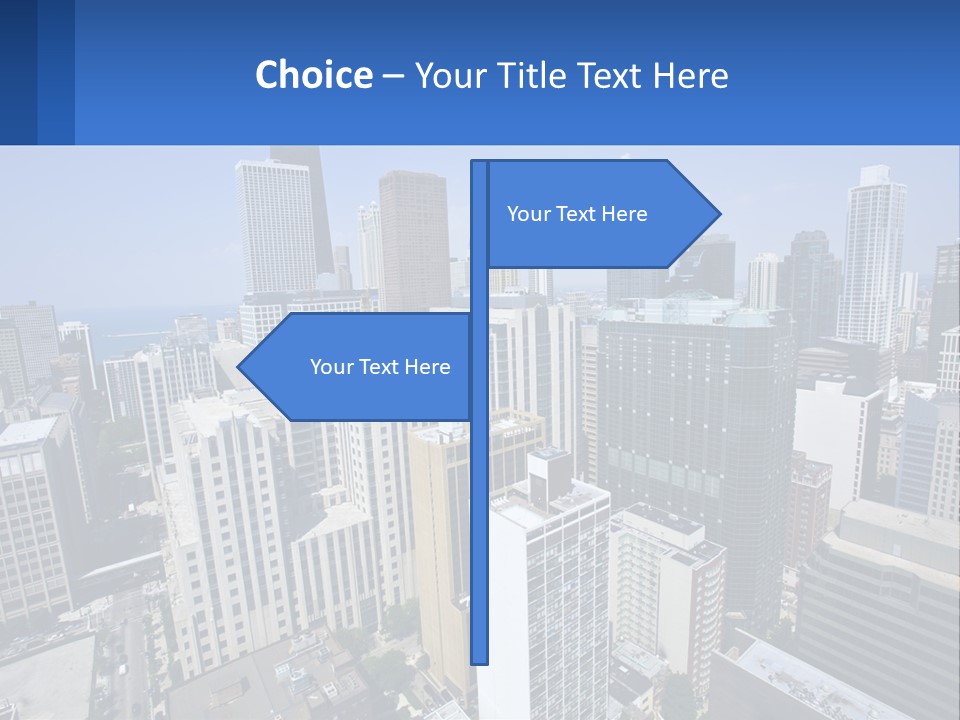 A City Skyline With Skyscrapers And A Blue Sky PowerPoint Template