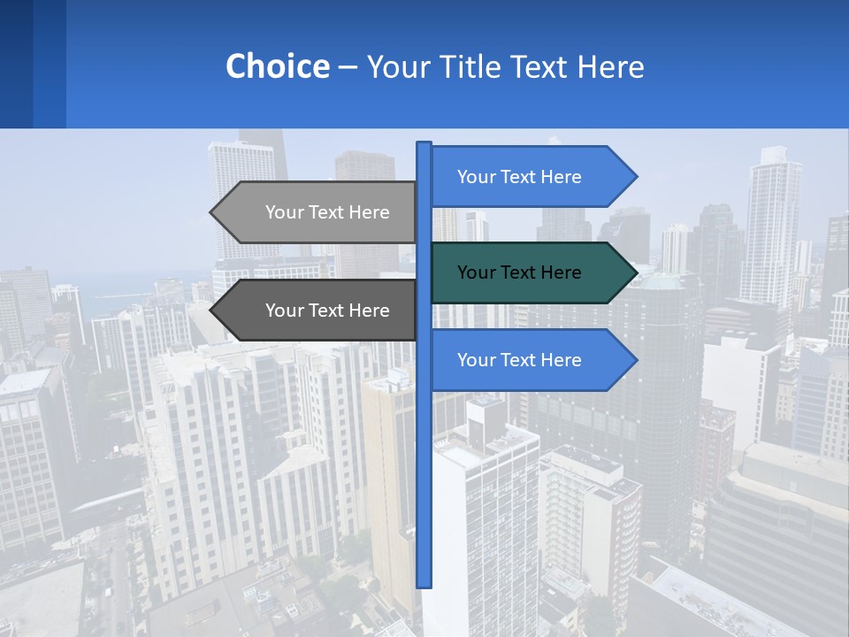 A City Skyline With Skyscrapers And A Blue Sky PowerPoint Template