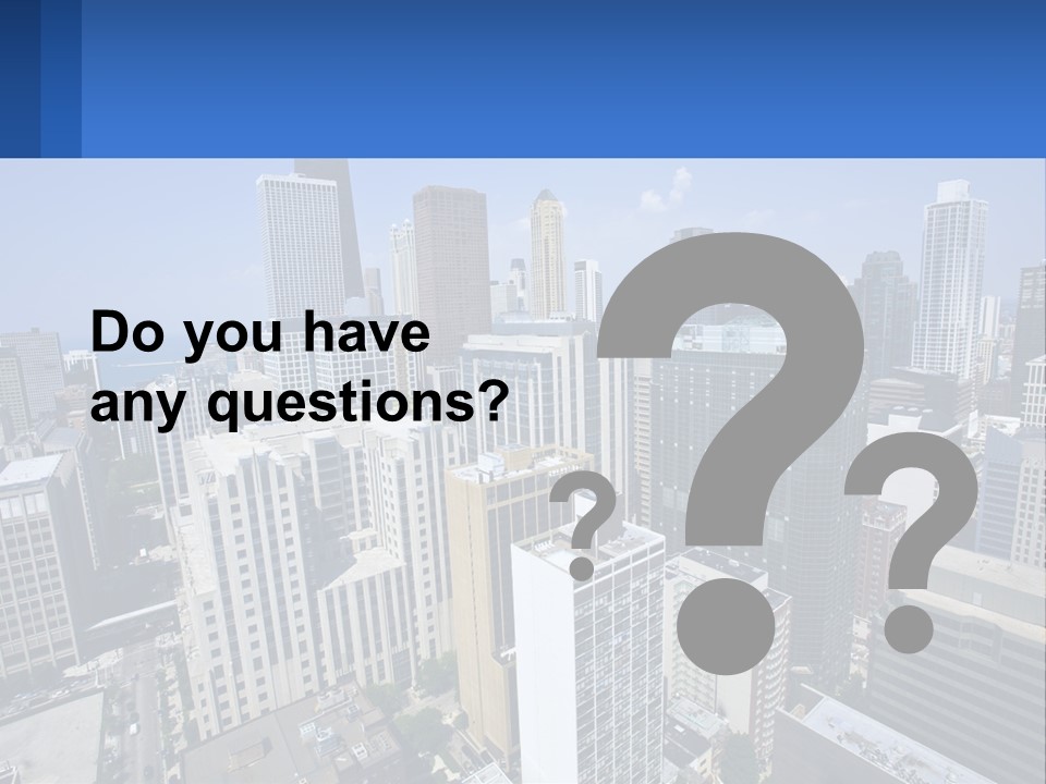 A City Skyline With Skyscrapers And A Blue Sky PowerPoint Template