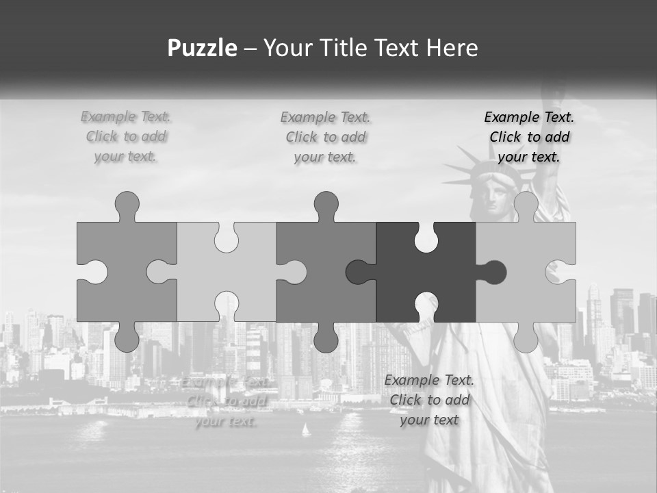 A Statue Of Liberty In Front Of A City Skyline PowerPoint Template