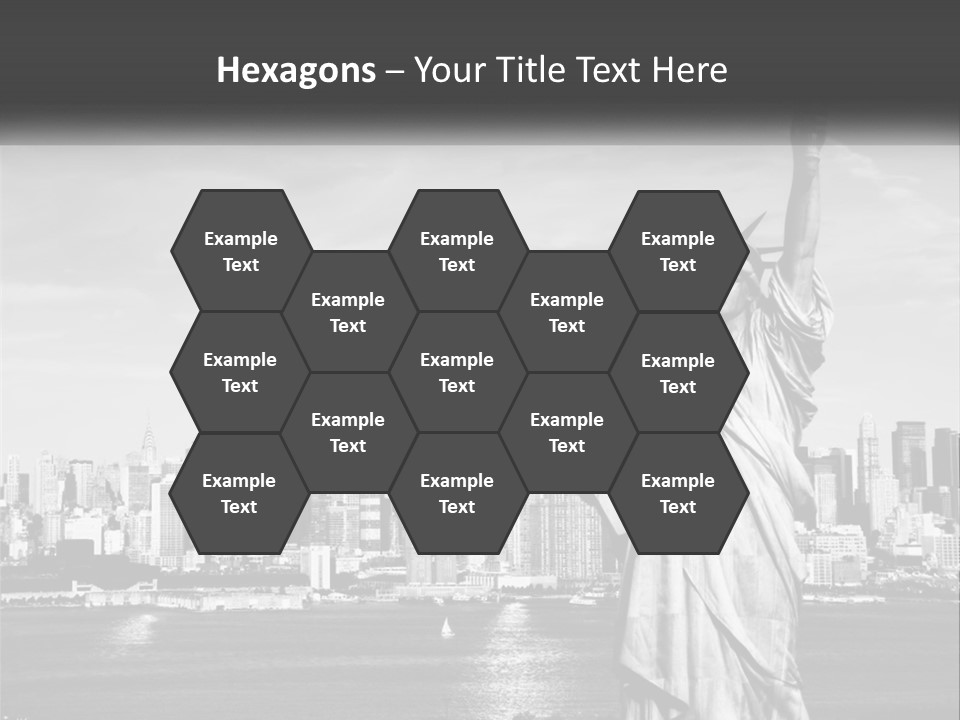 A Statue Of Liberty In Front Of A City Skyline PowerPoint Template