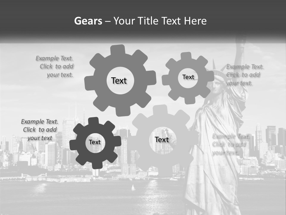 A Statue Of Liberty In Front Of A City Skyline PowerPoint Template