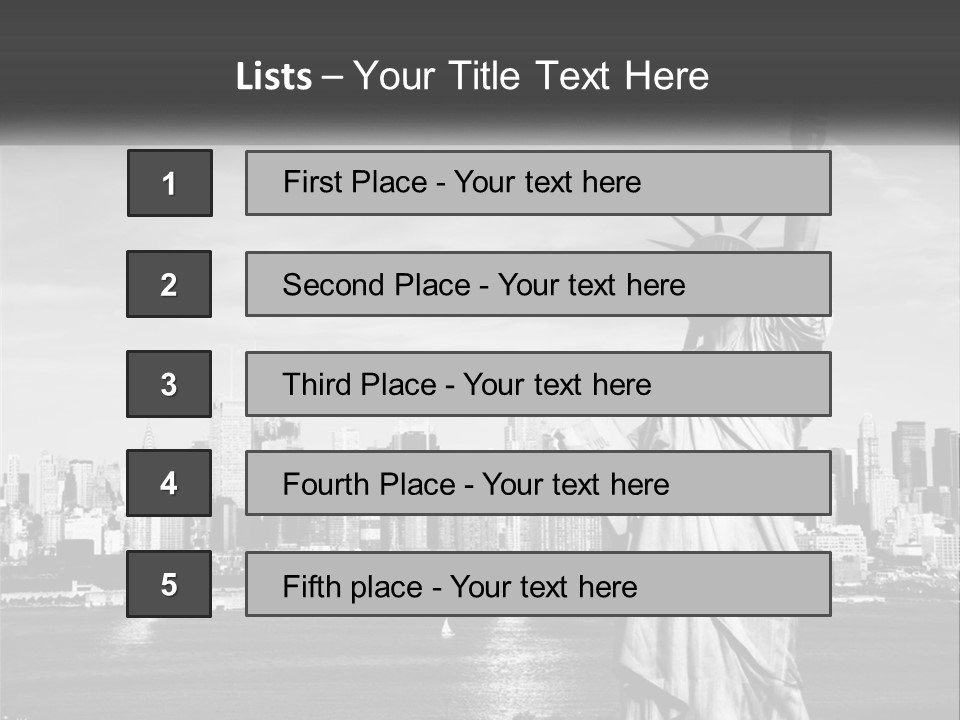 A Statue Of Liberty In Front Of A City Skyline PowerPoint Template