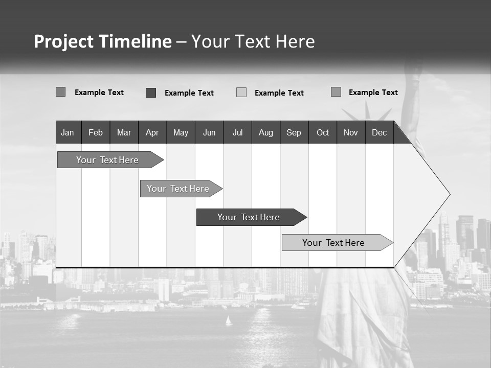 A Statue Of Liberty In Front Of A City Skyline PowerPoint Template