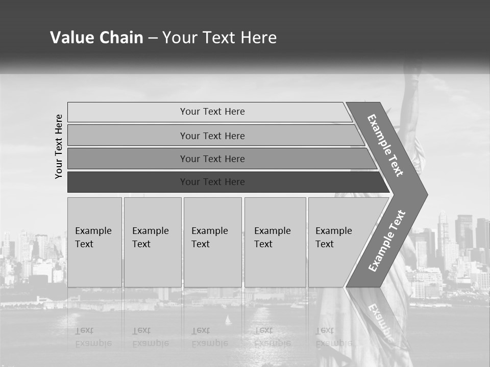 A Statue Of Liberty In Front Of A City Skyline PowerPoint Template