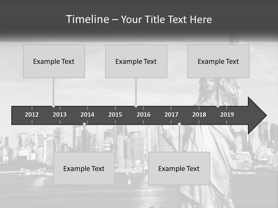 A Statue Of Liberty In Front Of A City Skyline PowerPoint Template