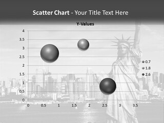 A Statue Of Liberty In Front Of A City Skyline PowerPoint Template
