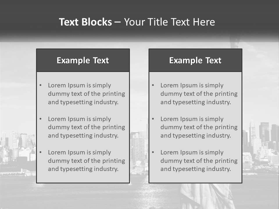 A Statue Of Liberty In Front Of A City Skyline PowerPoint Template
