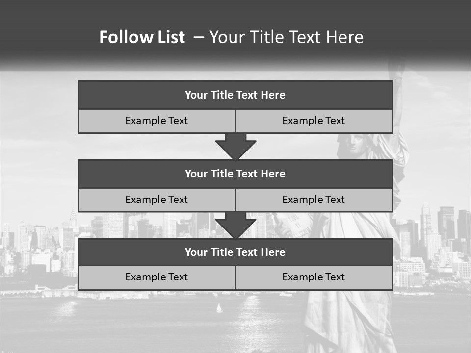 A Statue Of Liberty In Front Of A City Skyline PowerPoint Template