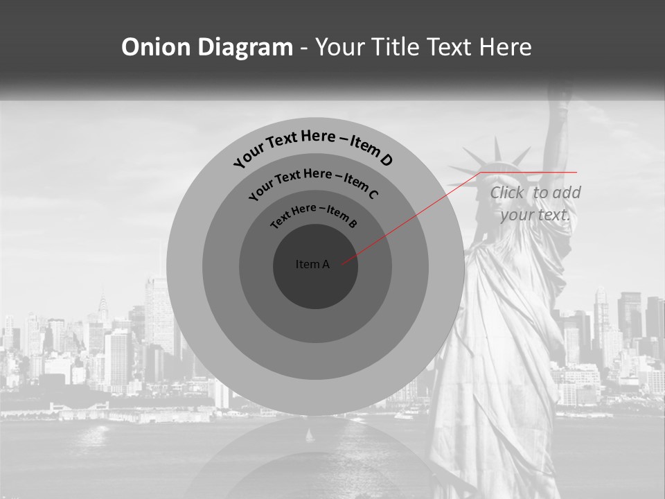 A Statue Of Liberty In Front Of A City Skyline PowerPoint Template