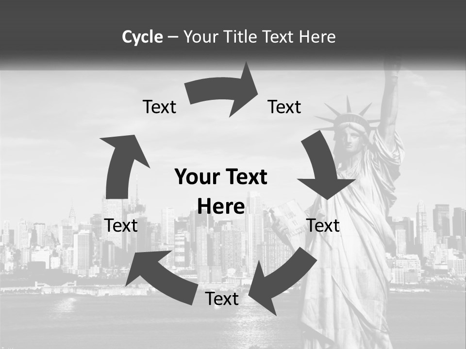 A Statue Of Liberty In Front Of A City Skyline PowerPoint Template