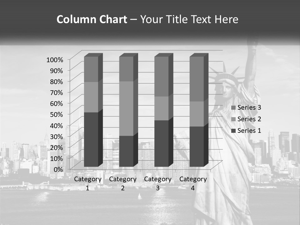A Statue Of Liberty In Front Of A City Skyline PowerPoint Template