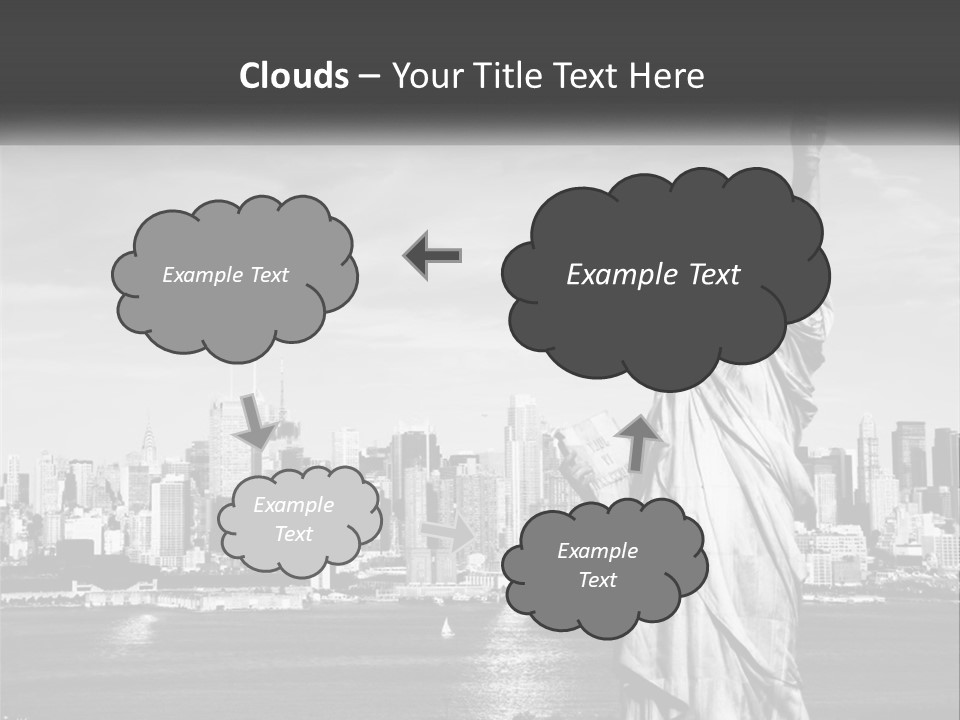 A Statue Of Liberty In Front Of A City Skyline PowerPoint Template