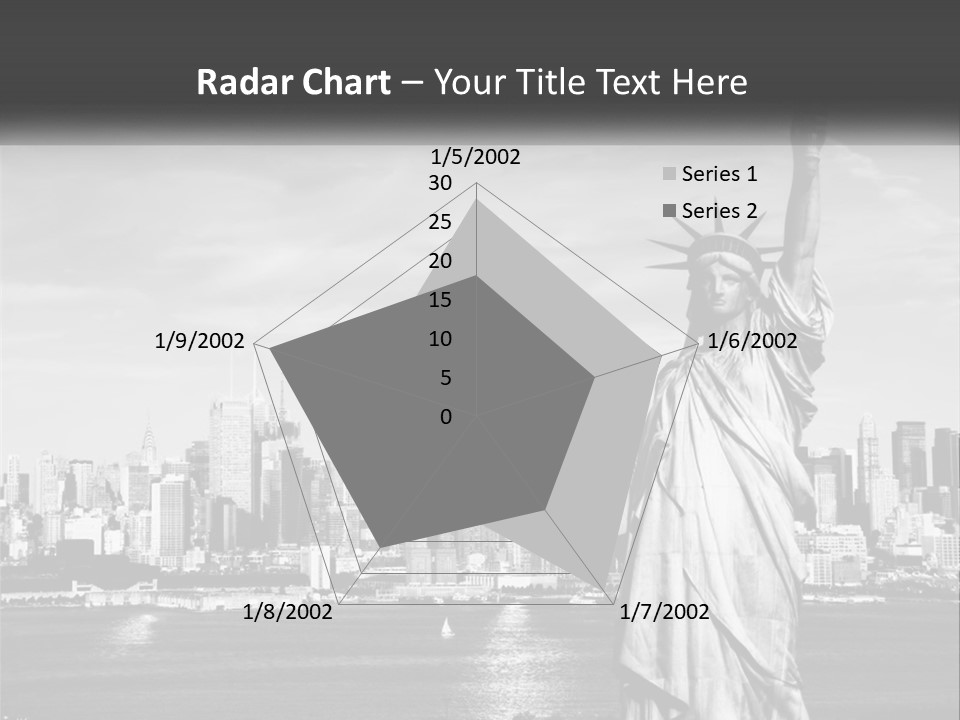 A Statue Of Liberty In Front Of A City Skyline PowerPoint Template