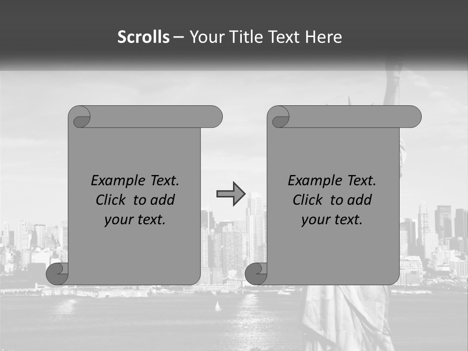 A Statue Of Liberty In Front Of A City Skyline PowerPoint Template