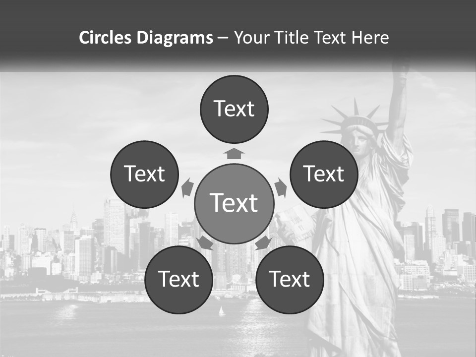 A Statue Of Liberty In Front Of A City Skyline PowerPoint Template