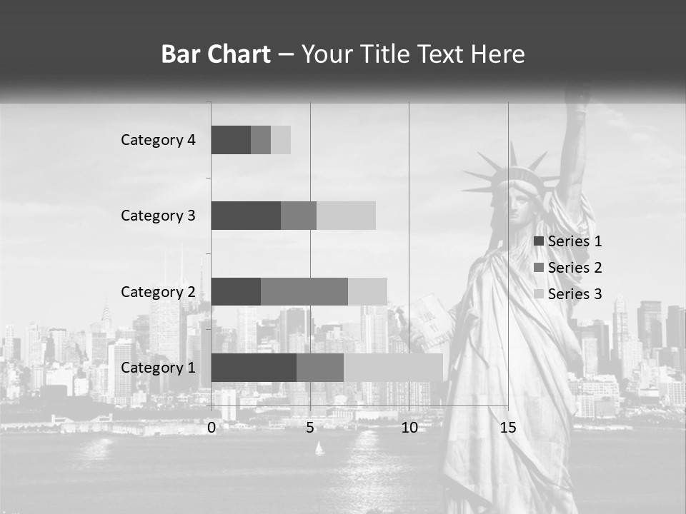 A Statue Of Liberty In Front Of A City Skyline PowerPoint Template
