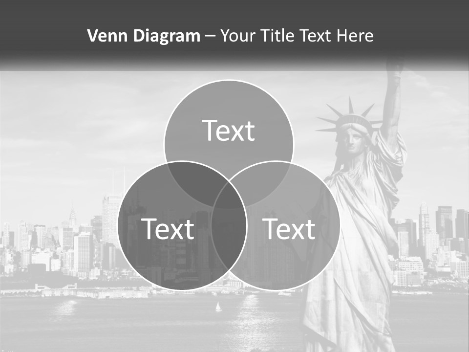 A Statue Of Liberty In Front Of A City Skyline PowerPoint Template