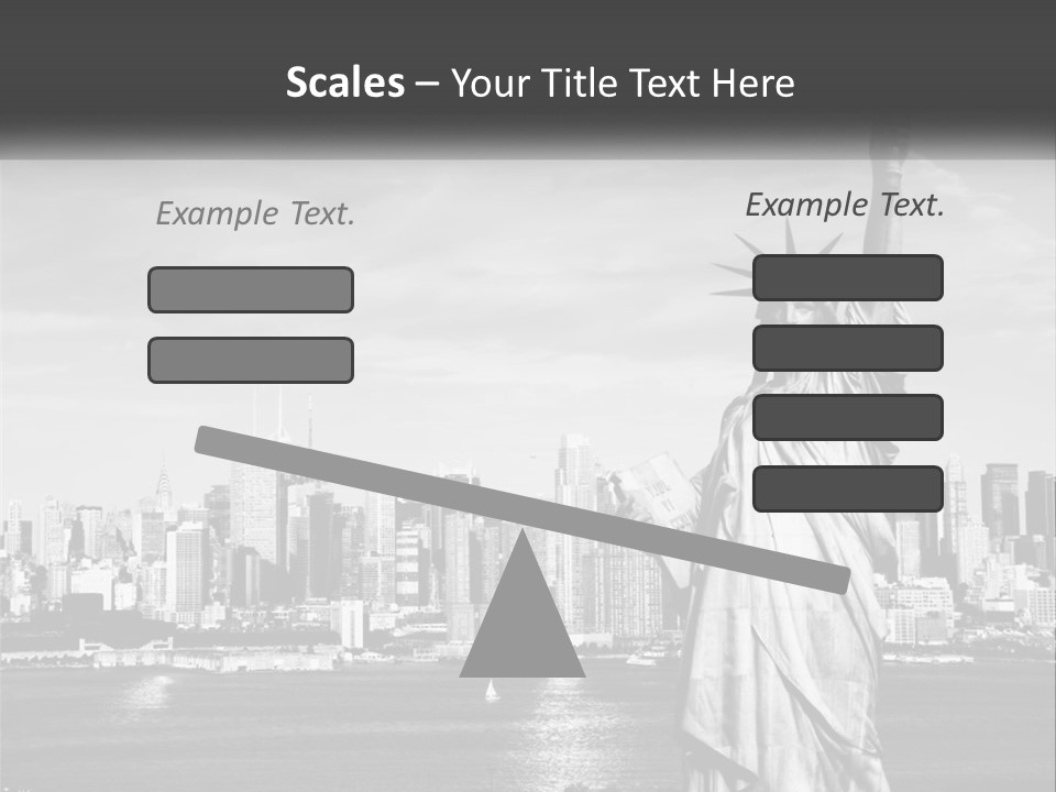 A Statue Of Liberty In Front Of A City Skyline PowerPoint Template