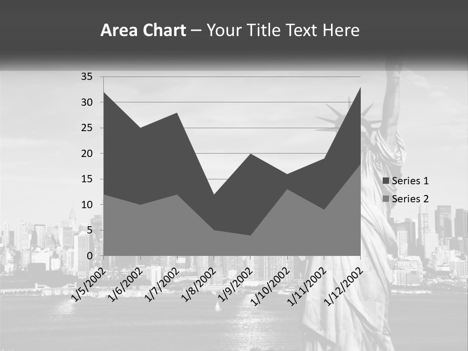 A Statue Of Liberty In Front Of A City Skyline PowerPoint Template
