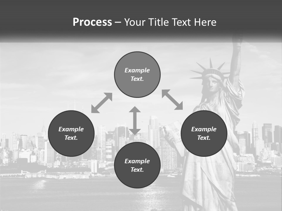A Statue Of Liberty In Front Of A City Skyline PowerPoint Template