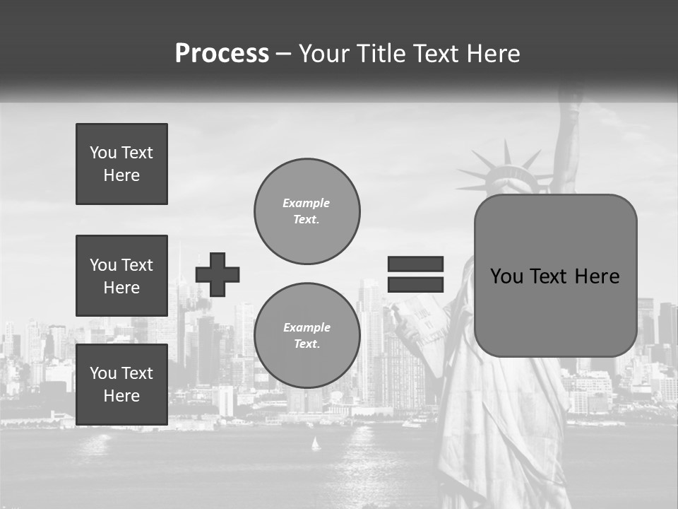 A Statue Of Liberty In Front Of A City Skyline PowerPoint Template