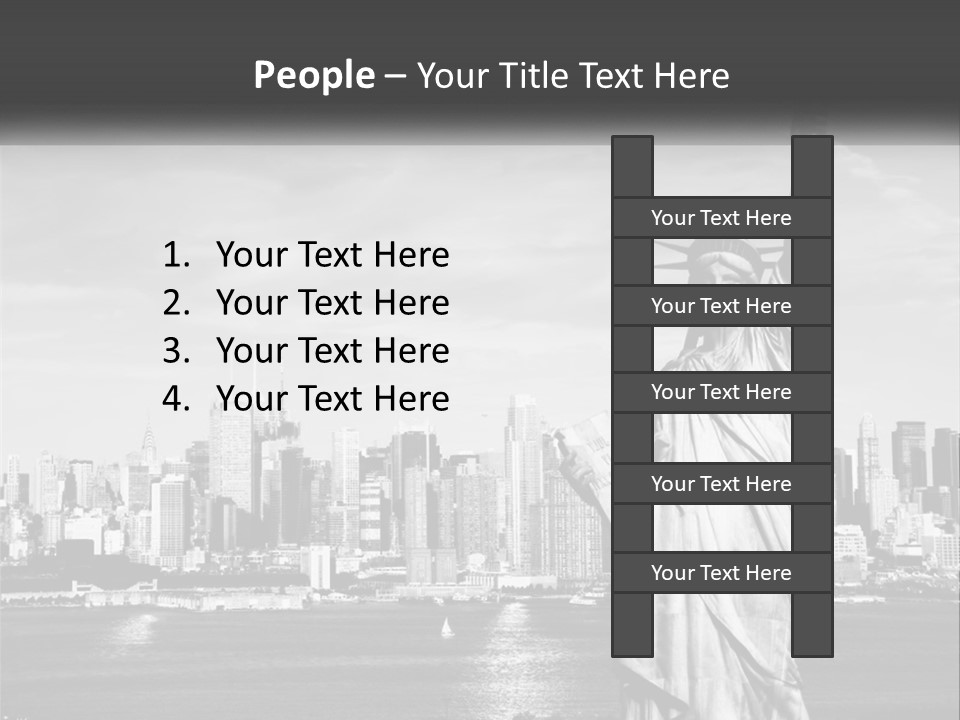 A Statue Of Liberty In Front Of A City Skyline PowerPoint Template