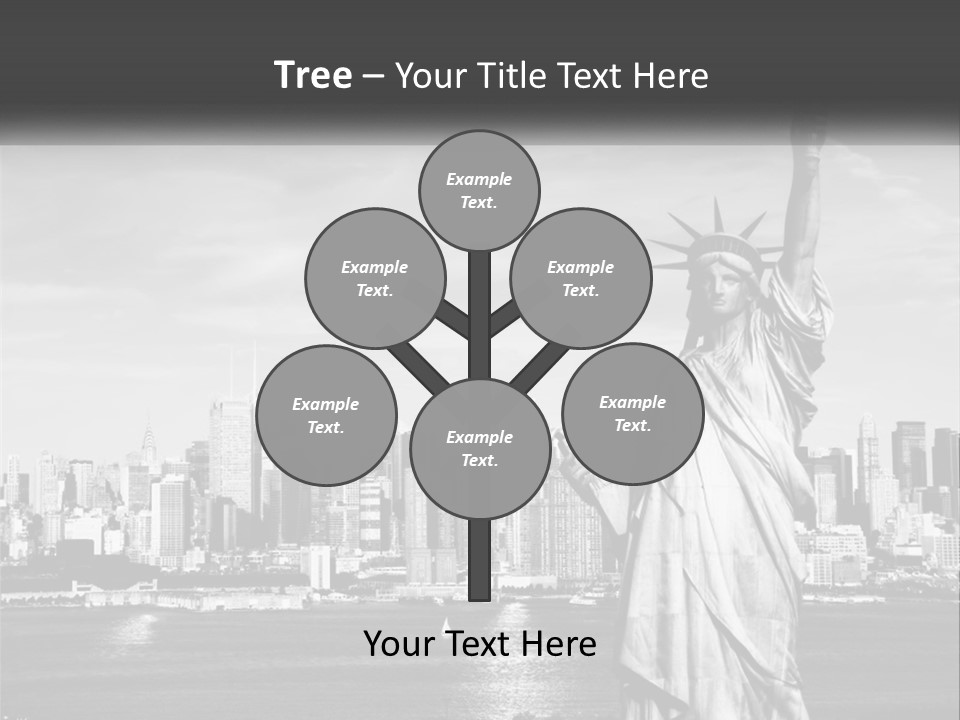 A Statue Of Liberty In Front Of A City Skyline PowerPoint Template