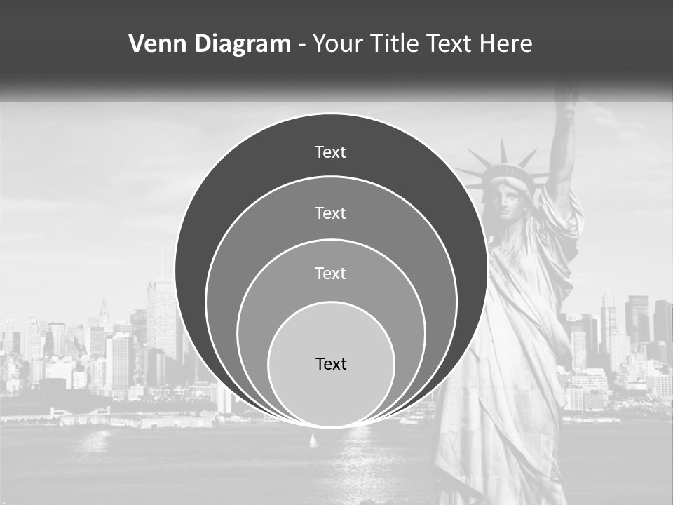 A Statue Of Liberty In Front Of A City Skyline PowerPoint Template