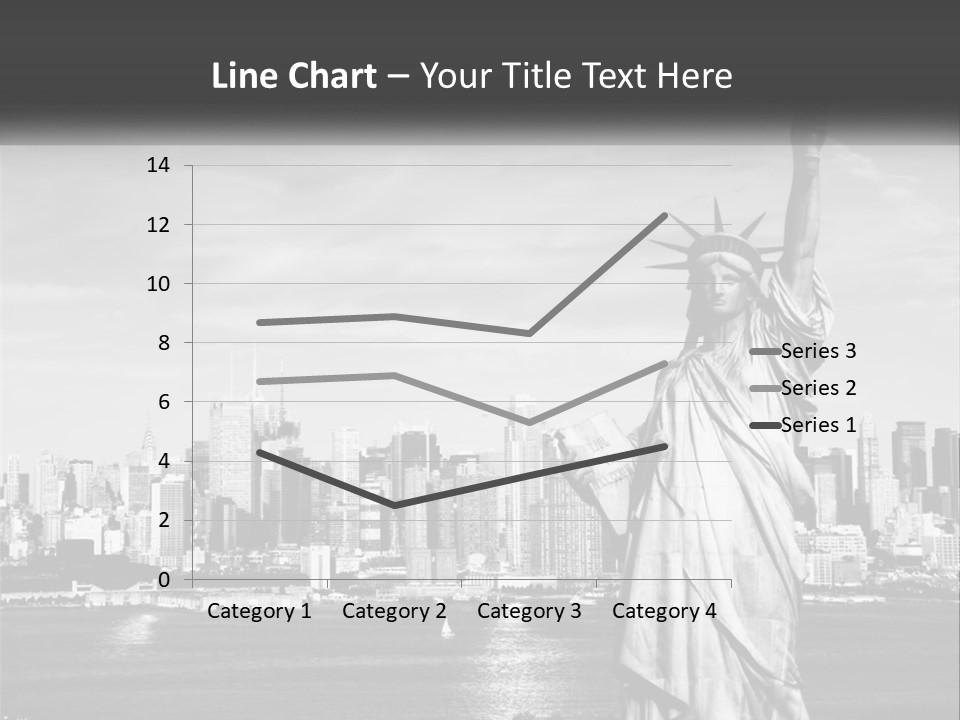 A Statue Of Liberty In Front Of A City Skyline PowerPoint Template
