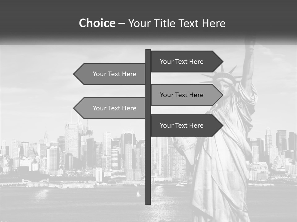 A Statue Of Liberty In Front Of A City Skyline PowerPoint Template