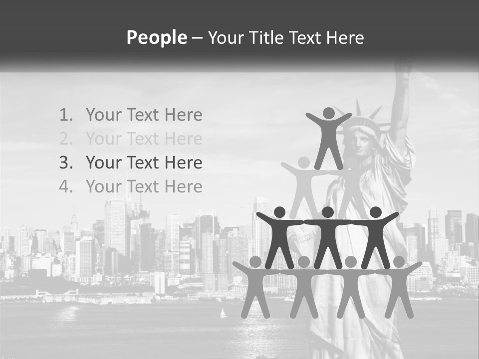 A Statue Of Liberty In Front Of A City Skyline PowerPoint Template