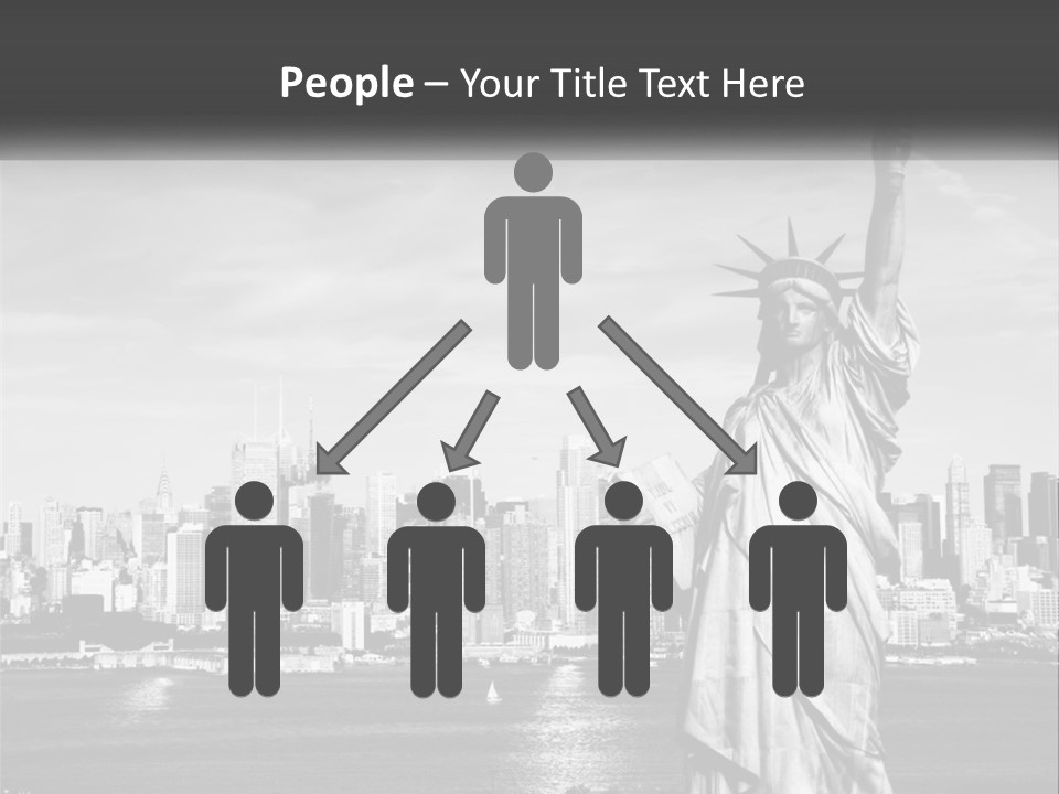 A Statue Of Liberty In Front Of A City Skyline PowerPoint Template