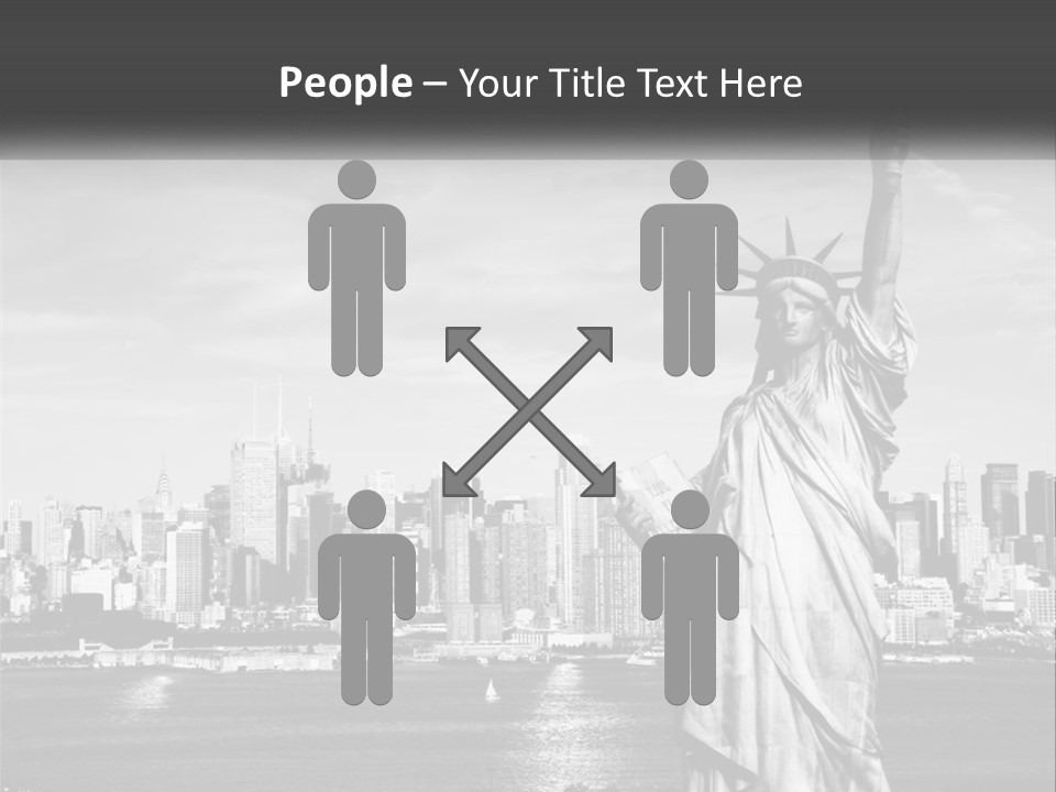A Statue Of Liberty In Front Of A City Skyline PowerPoint Template
