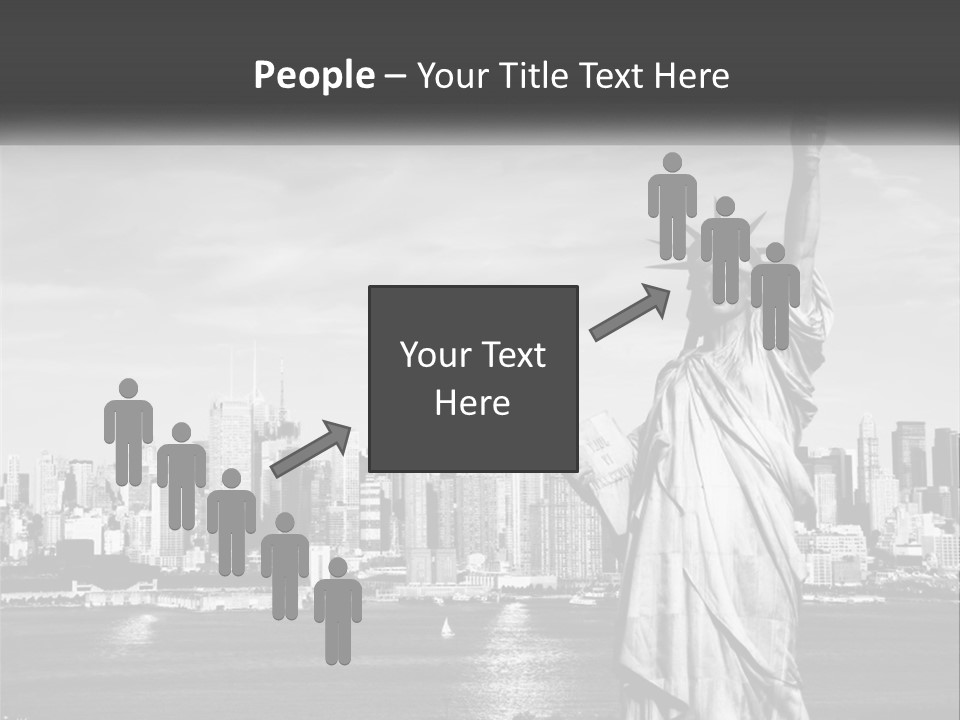 A Statue Of Liberty In Front Of A City Skyline PowerPoint Template