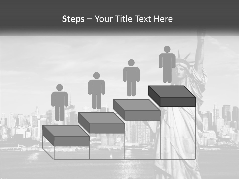 A Statue Of Liberty In Front Of A City Skyline PowerPoint Template