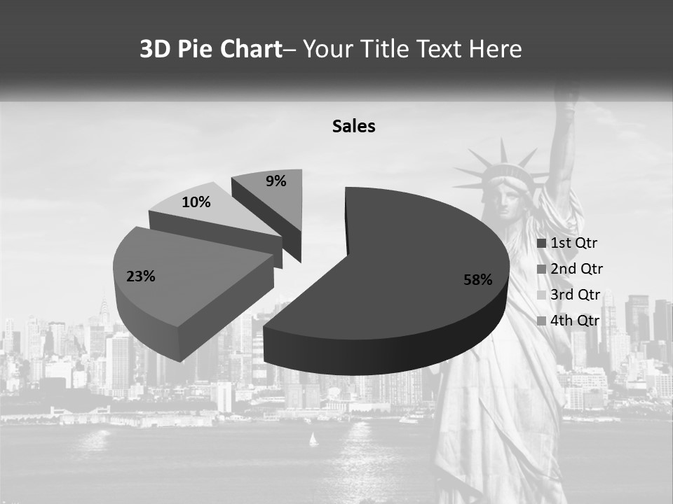 A Statue Of Liberty In Front Of A City Skyline PowerPoint Template