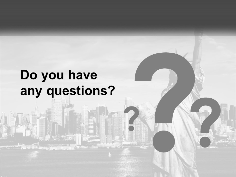 A Statue Of Liberty In Front Of A City Skyline PowerPoint Template