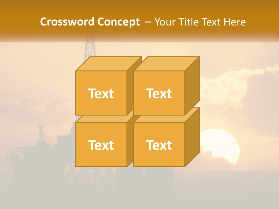 An Oil Rig In The Middle Of The Ocean At Sunset PowerPoint Template
