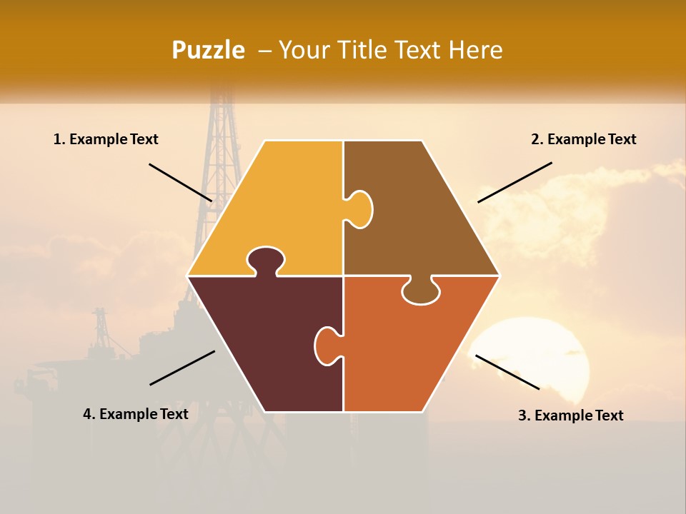 An Oil Rig In The Middle Of The Ocean At Sunset PowerPoint Template