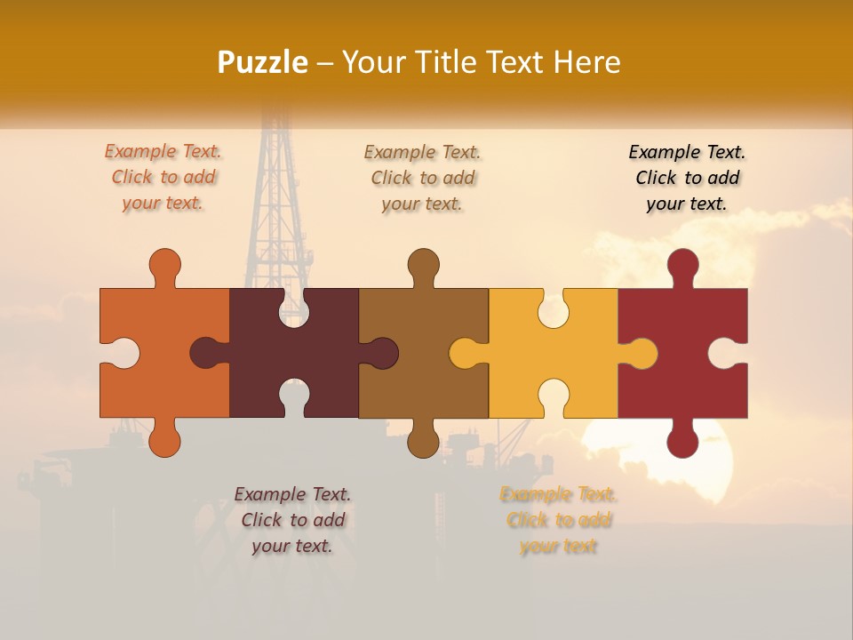 An Oil Rig In The Middle Of The Ocean At Sunset PowerPoint Template