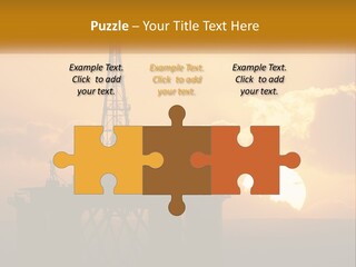An Oil Rig In The Middle Of The Ocean At Sunset PowerPoint Template