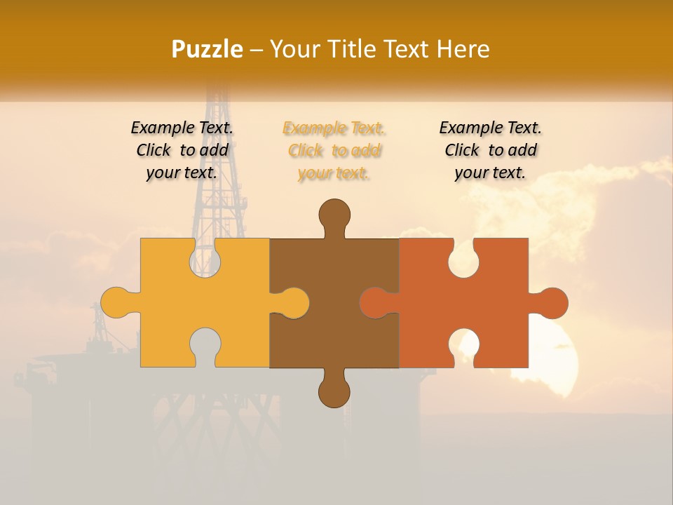 An Oil Rig In The Middle Of The Ocean At Sunset PowerPoint Template