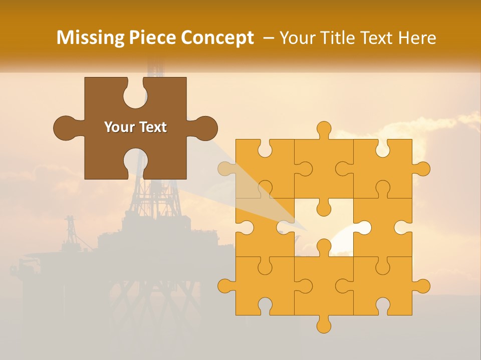 An Oil Rig In The Middle Of The Ocean At Sunset PowerPoint Template