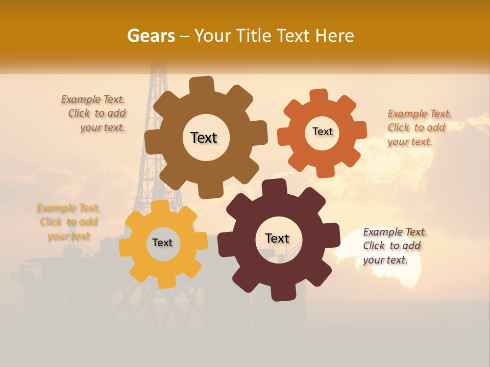 An Oil Rig In The Middle Of The Ocean At Sunset PowerPoint Template