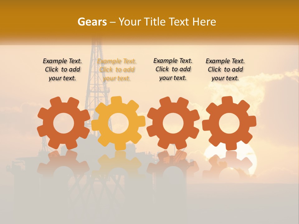 An Oil Rig In The Middle Of The Ocean At Sunset PowerPoint Template