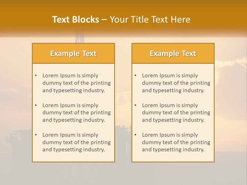 An Oil Rig In The Middle Of The Ocean At Sunset PowerPoint Template