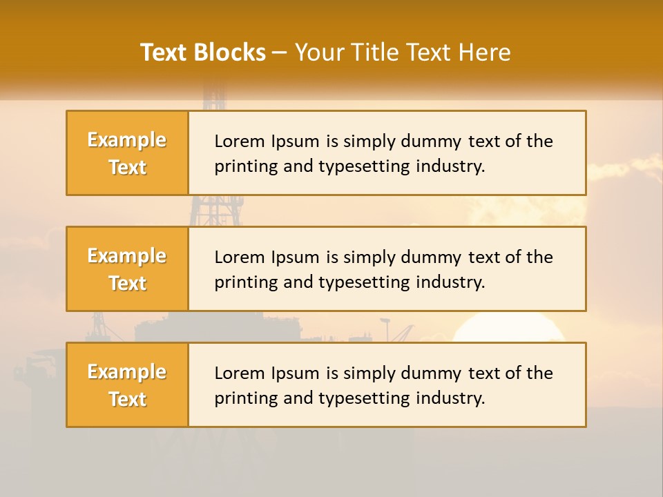 An Oil Rig In The Middle Of The Ocean At Sunset PowerPoint Template
